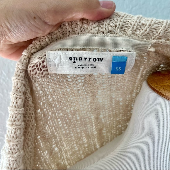 Sparrow Anthropologie cream cotton crocheted cardigan Size XS - Picture 11 of 12